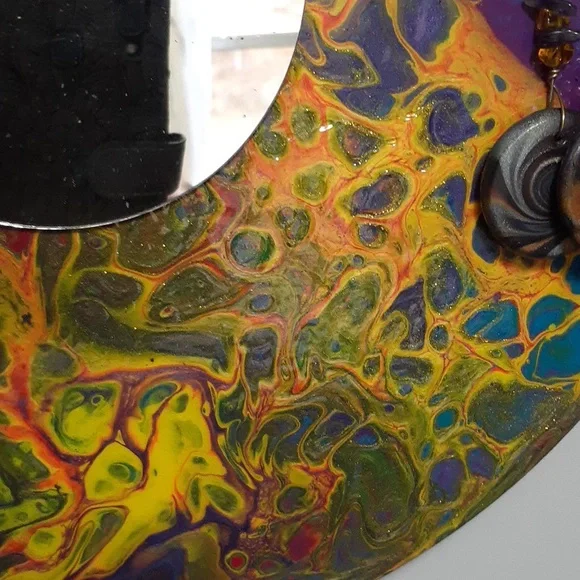 Hand Crafted Earring Jewelry Holder Painted Necklaces Vinyl Record Upcycle Wall - Picture 5 of 15